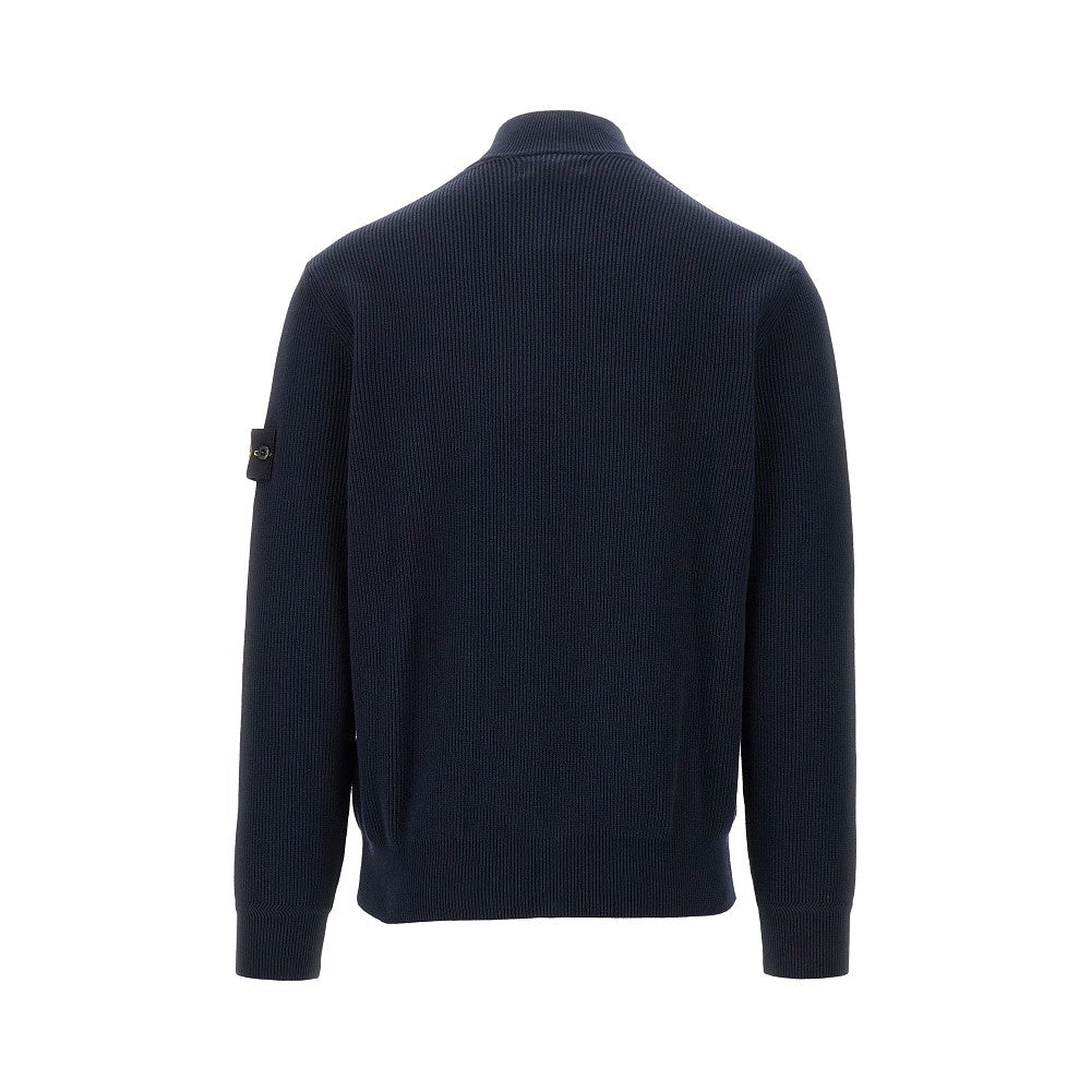 Cardigan full-zip in cotone con badge logo