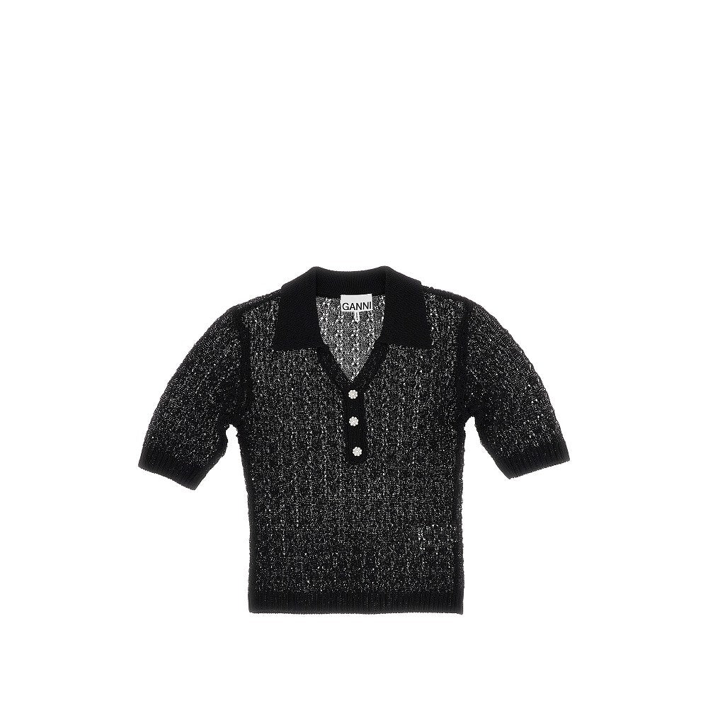 Polo in maglia pointelle