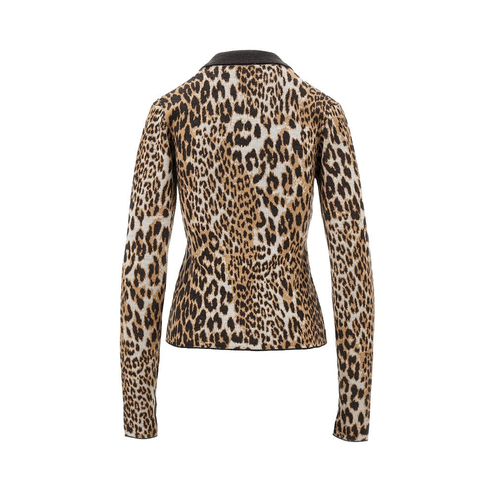 Leopard knitted polo shirt