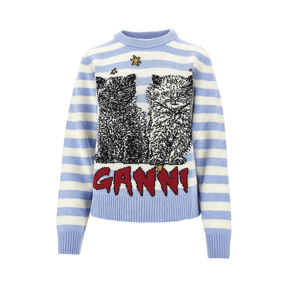 Pullover in misto lana riciclata con intarsio