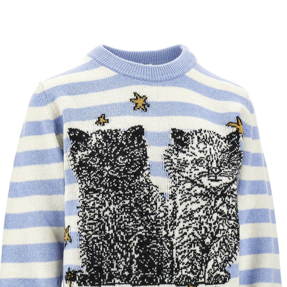 Pullover in misto lana riciclata con intarsio