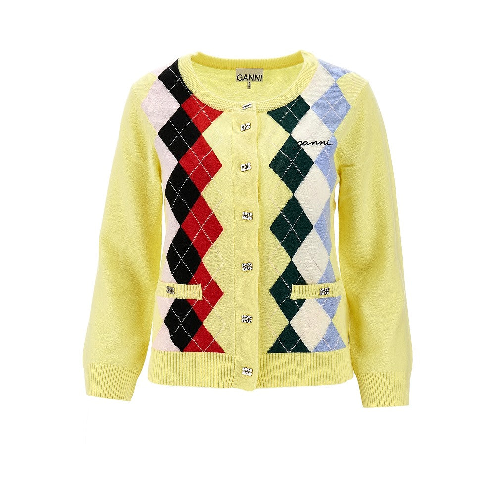 Cardigan in misto cachemire a rombi