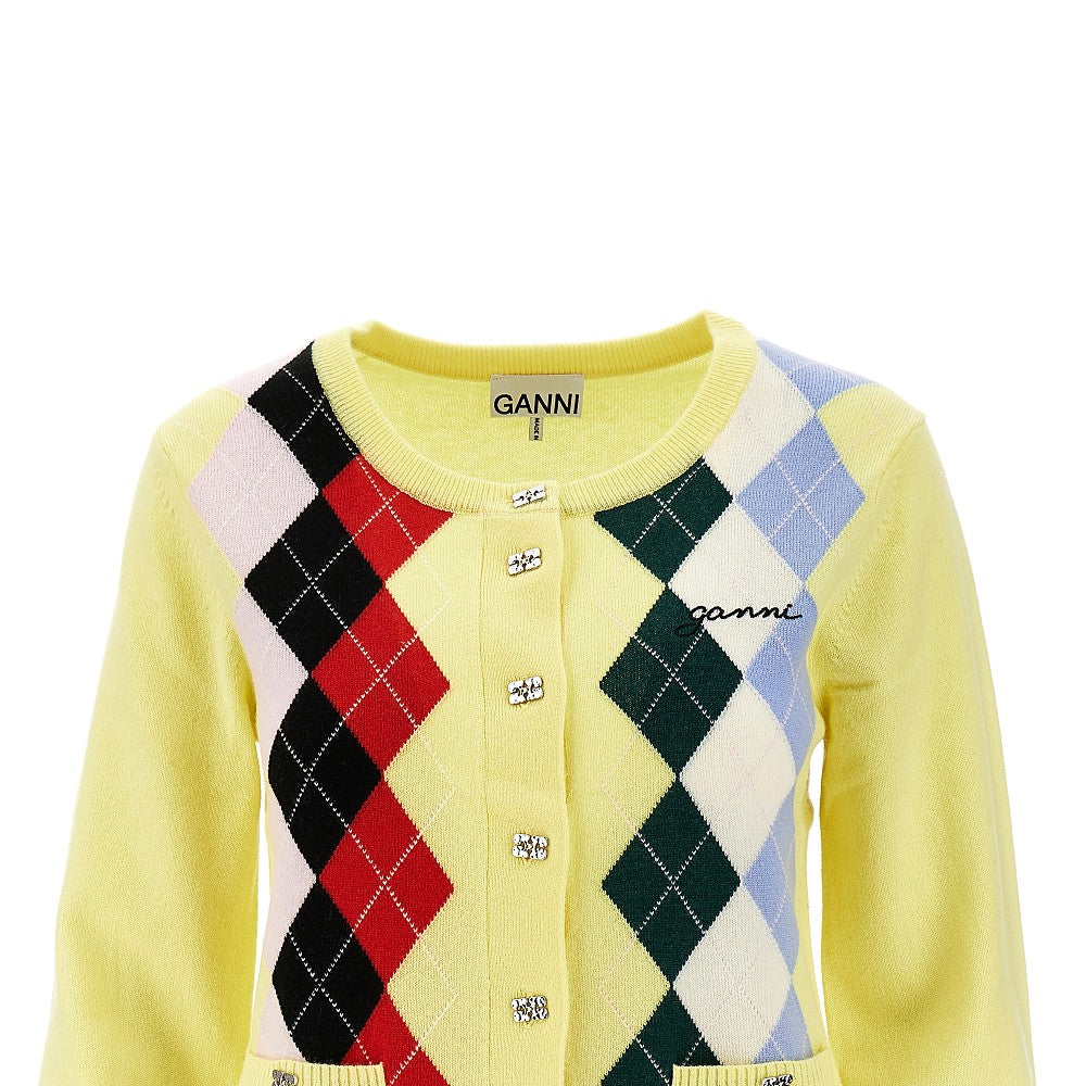 Cardigan in misto cachemire a rombi