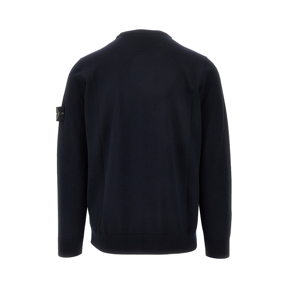 Pullover girocollo in lana con badge logo