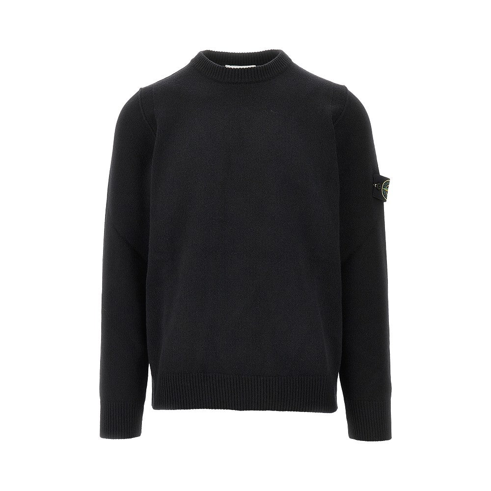 Wool-blend sweater with logo badge