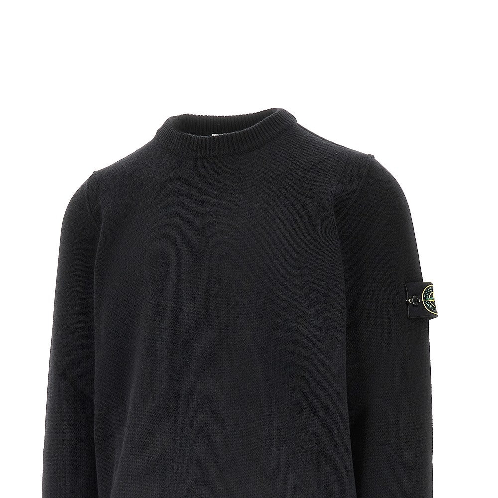 Wool-blend sweater with logo badge