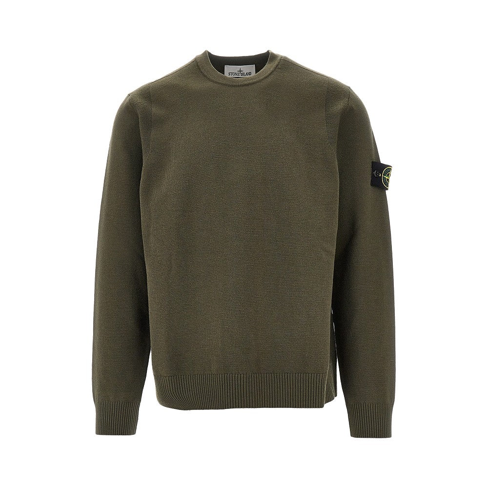 Wool-blend sweater with logo badge