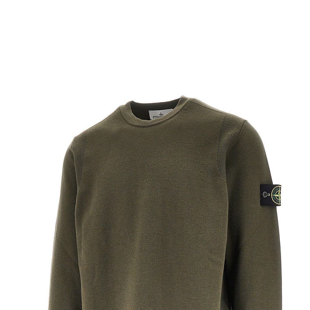 Wool-blend sweater with logo badge
