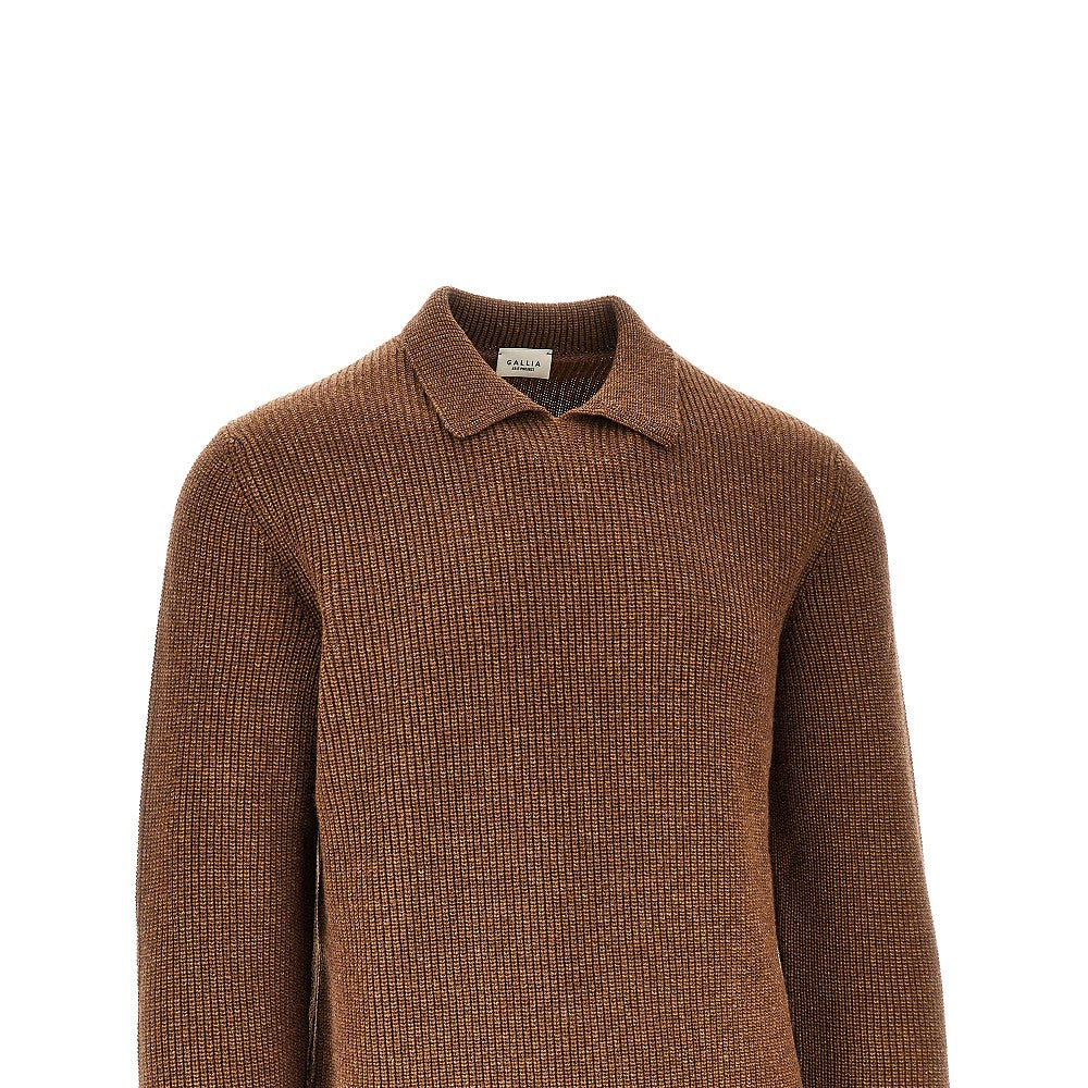 Pullover in lana merino con colletto