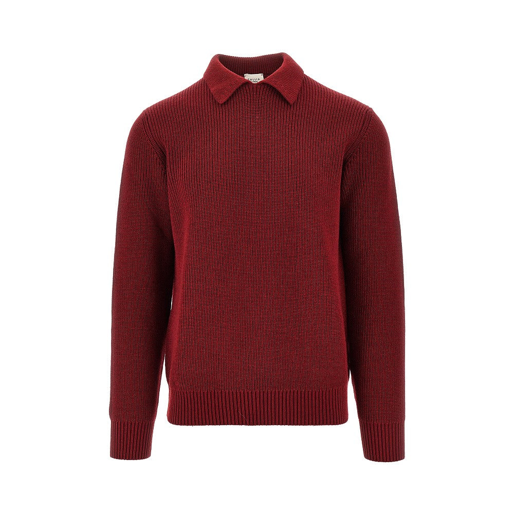 Merino wool sweater with collar