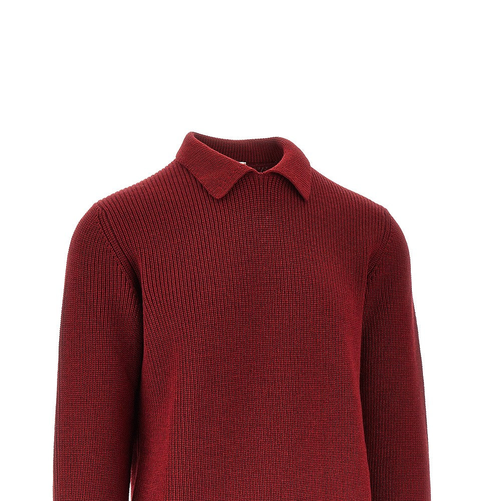 Merino wool sweater with collar