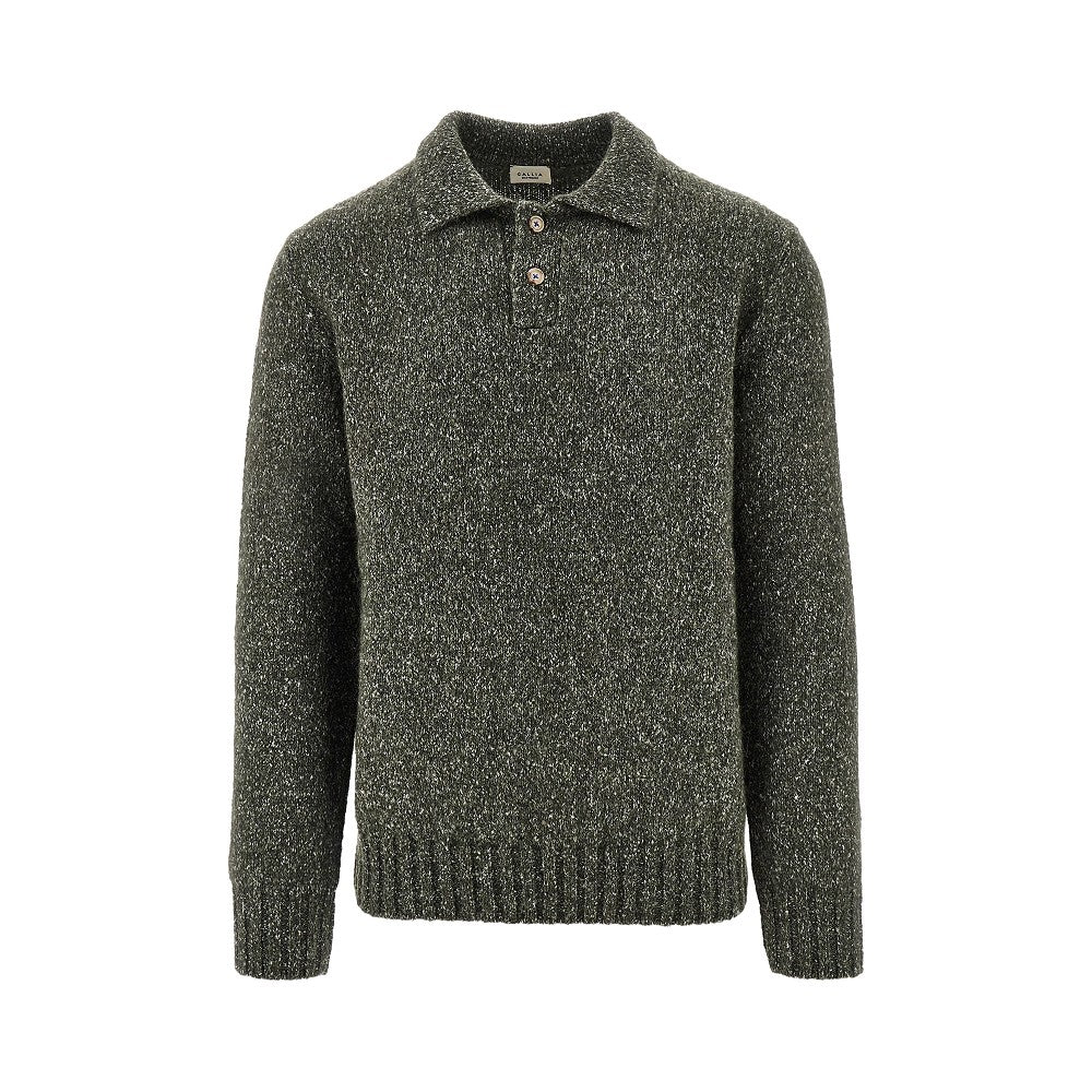 Pullover polo in misto alpaca