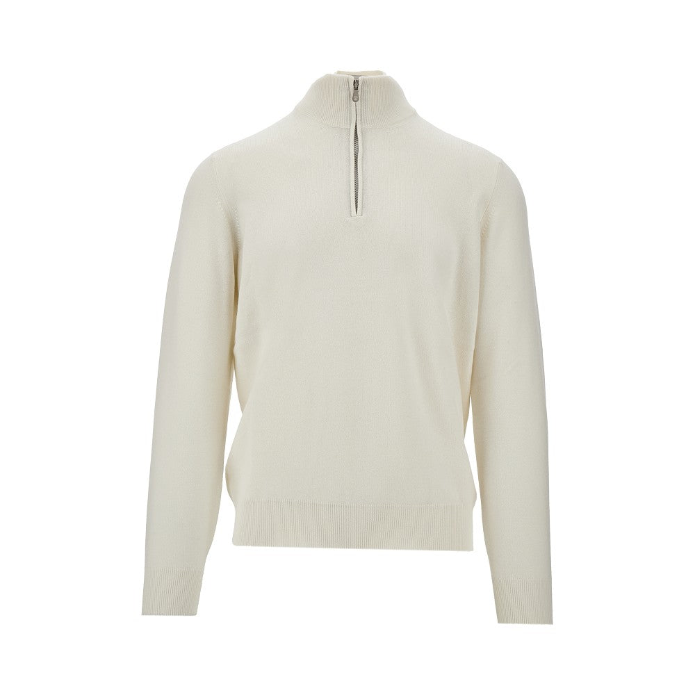 Cashmere sweater with zippered neck