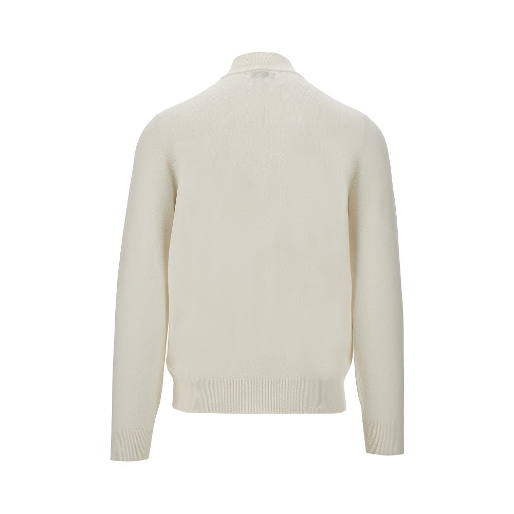 Cashmere sweater with zippered neck