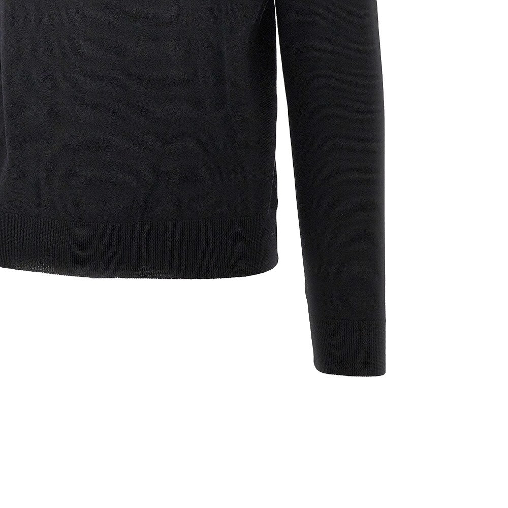 Pullover in lana merino con mezza zip