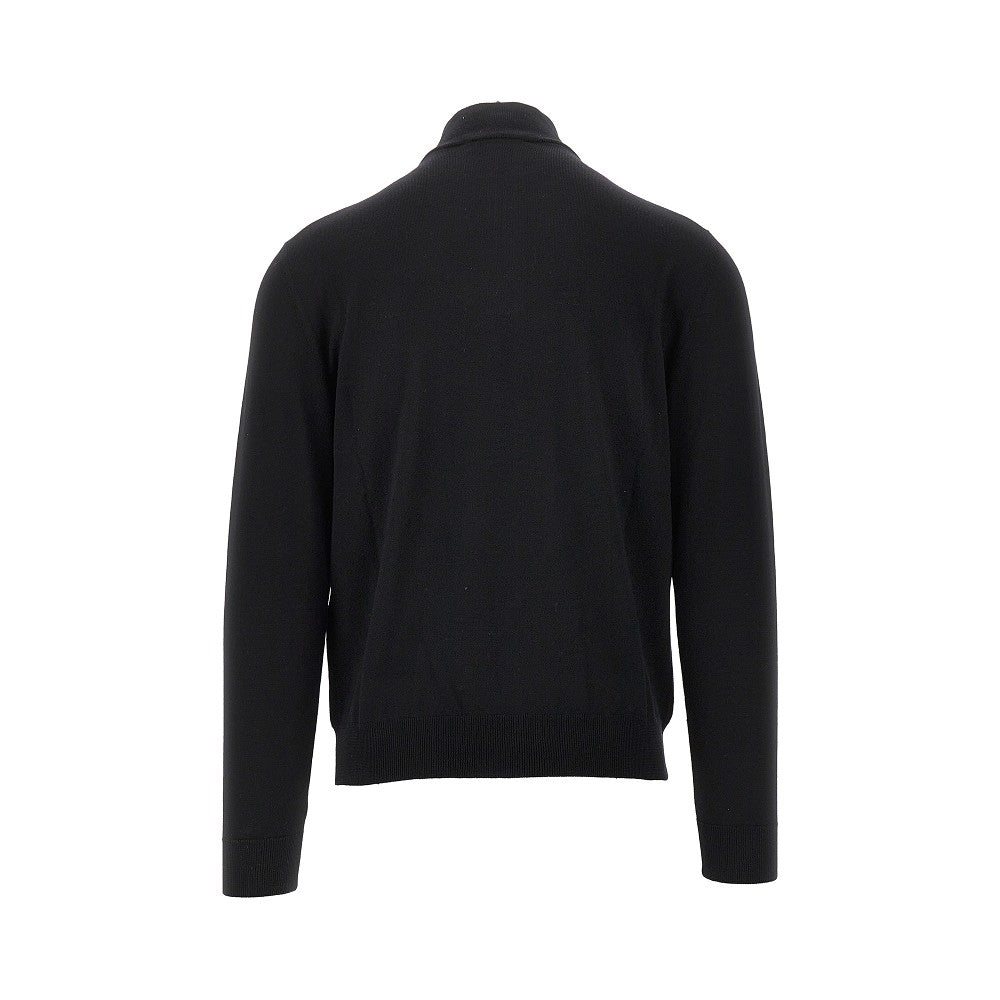 Pullover in lana merino con mezza zip