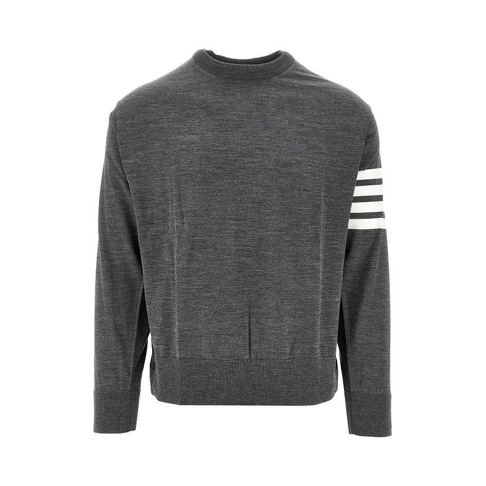 Pullover girocollo in lana con intarsio 4 Bar