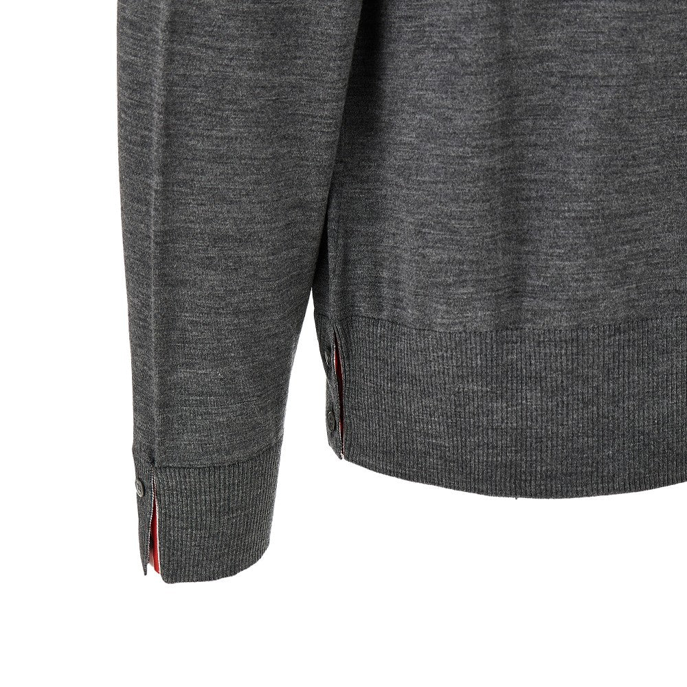 Pullover girocollo in lana con intarsio 4 Bar