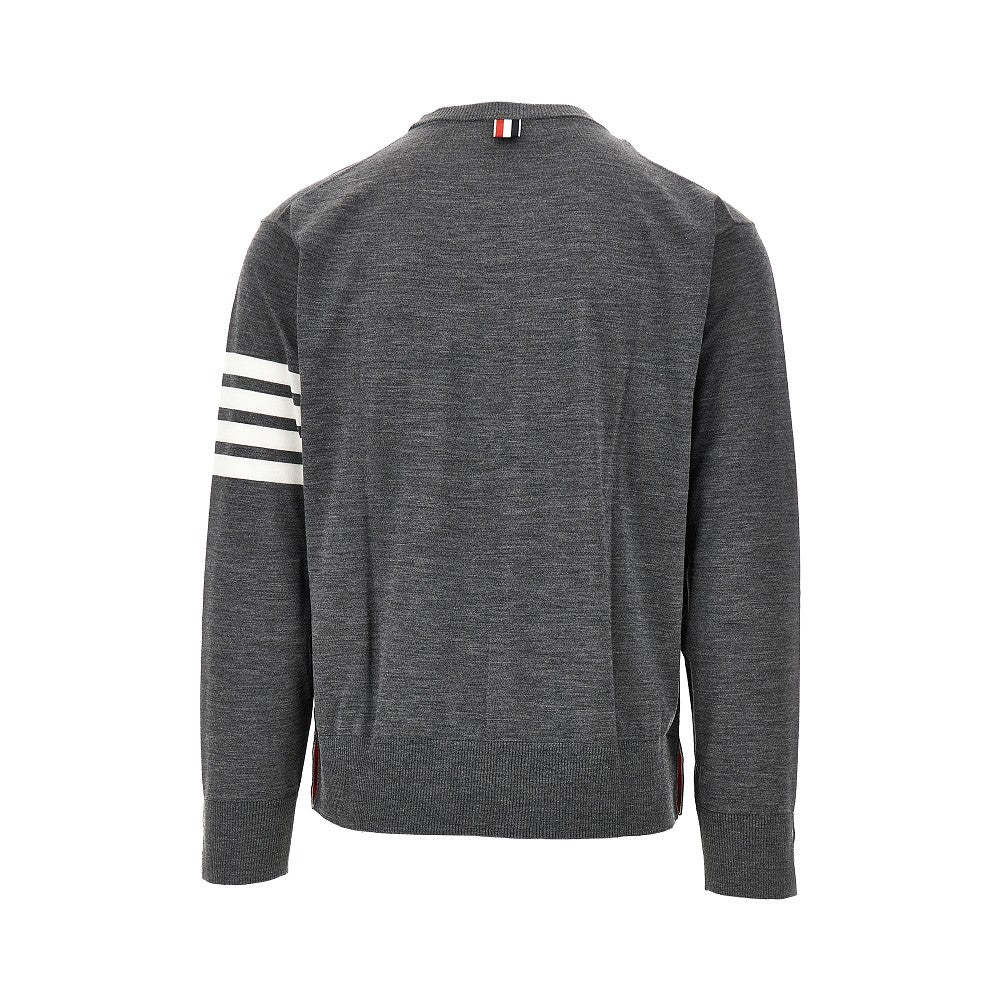 Wool crewneck sweater with 4 Bar inlay