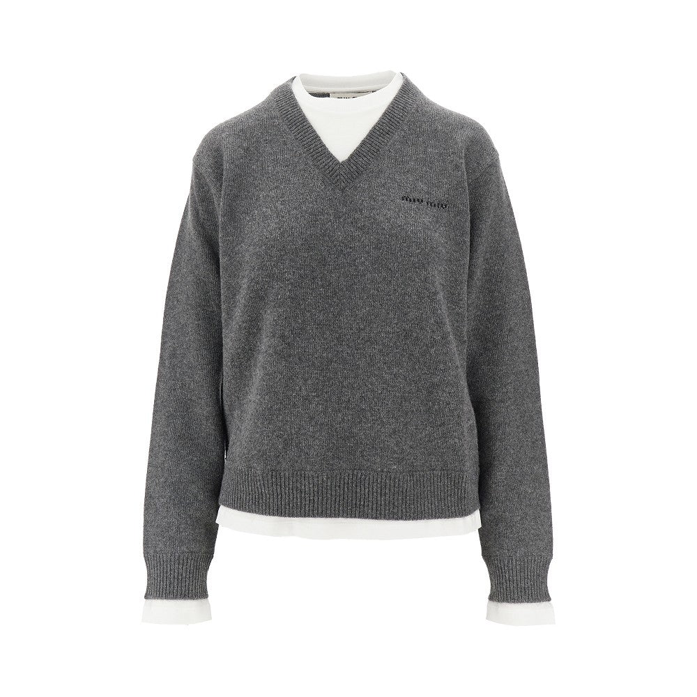 Layered effect cashmere sweater