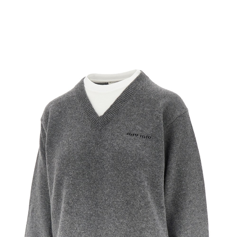 Layered effect cashmere sweater