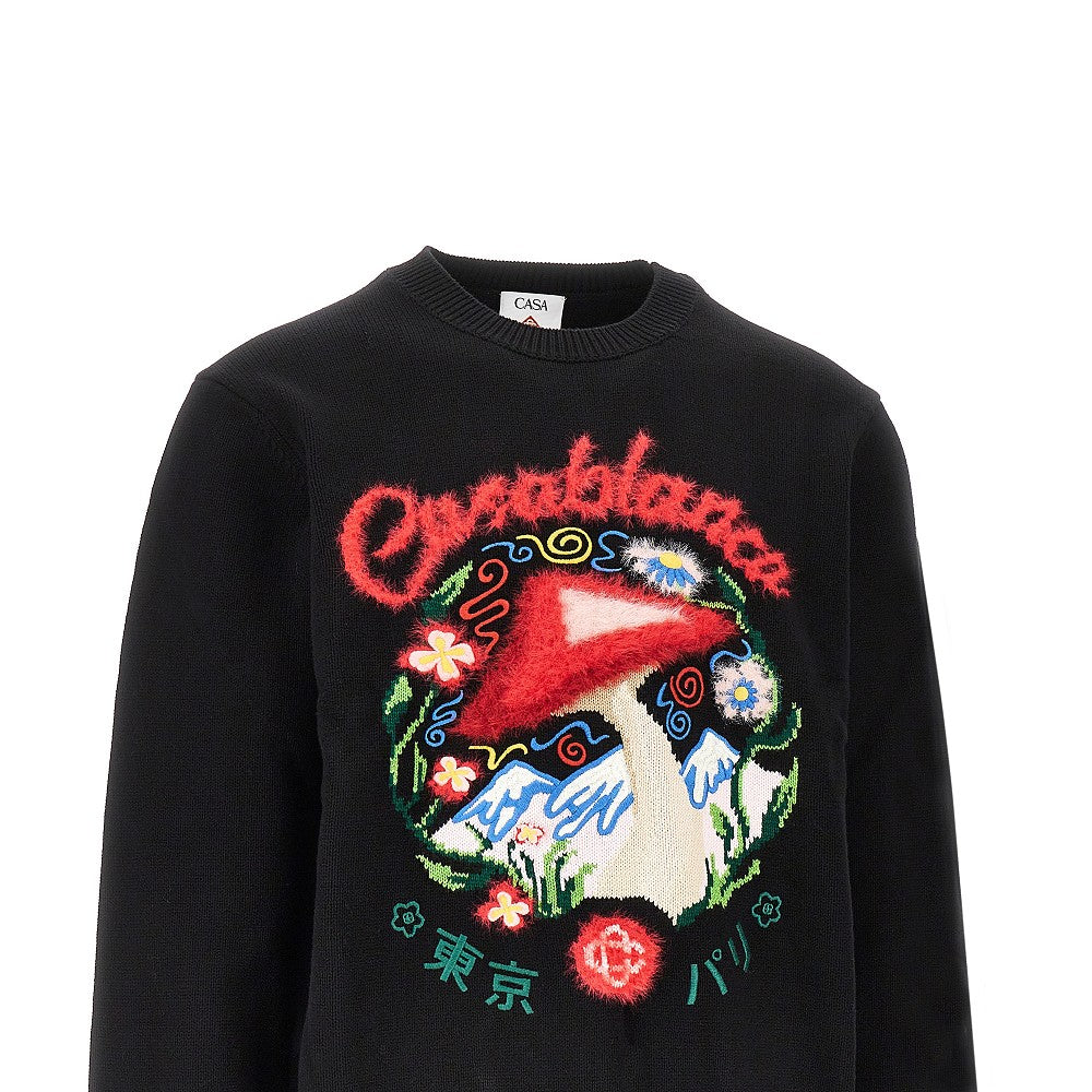 'Mushroom' embroidered sweater