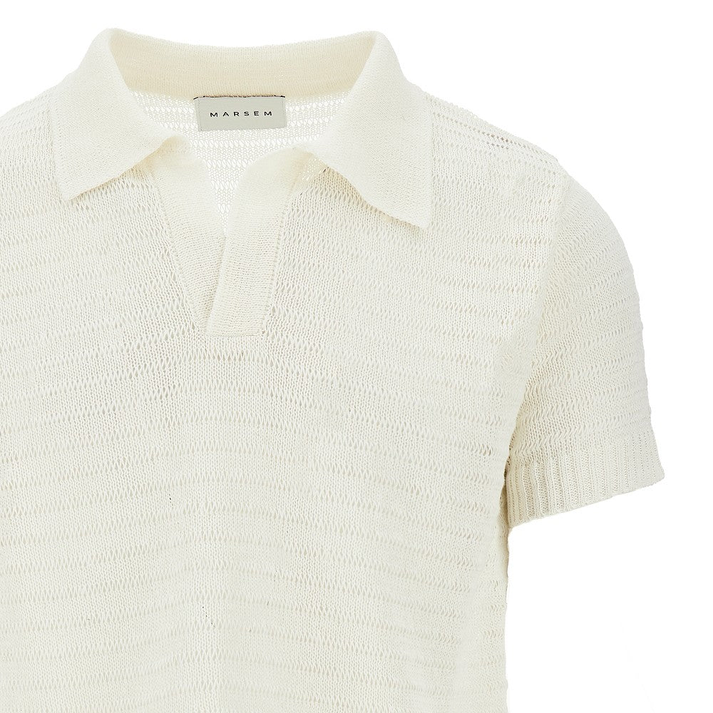 Polo in maglia di misto lino