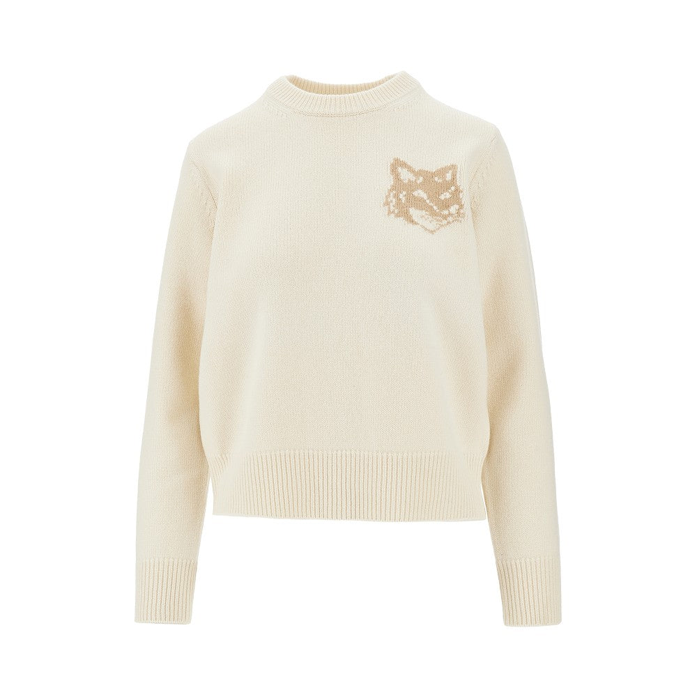 'Fox Head' inlay wool sweater
