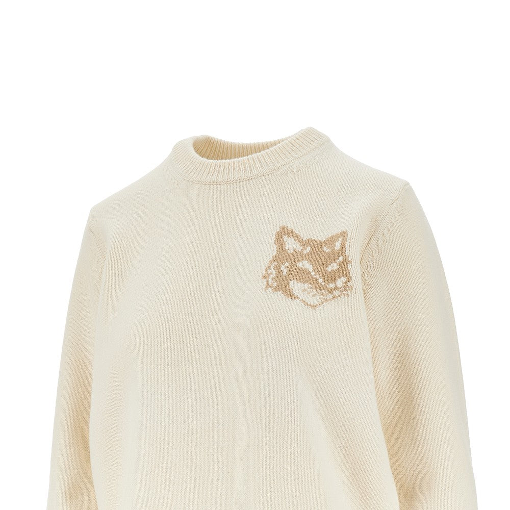 'Fox Head' inlay wool sweater