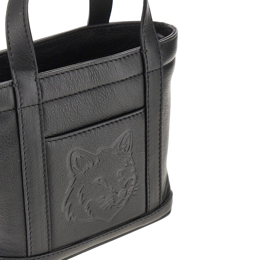 'Fox Head' leather mini tote bag