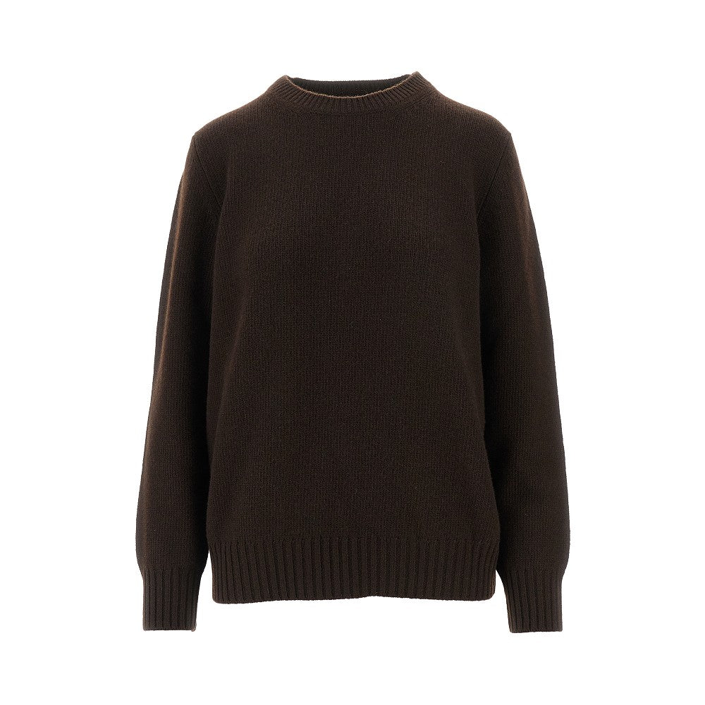 Pullover girocollo in lana e cachemire