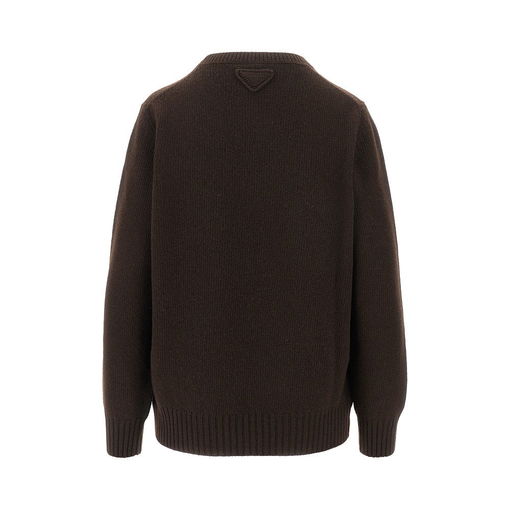 Pullover girocollo in lana e cachemire