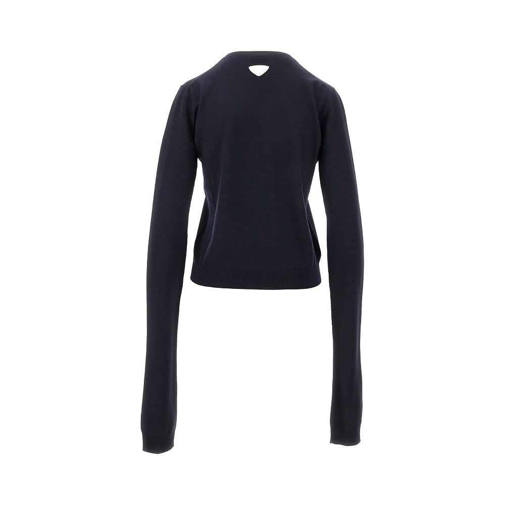 Wool sweater with cut-out logo