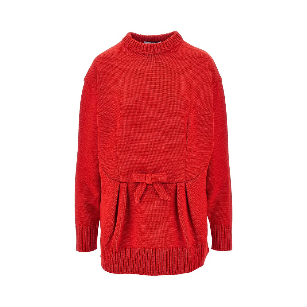 Oversized wool sweater with bow