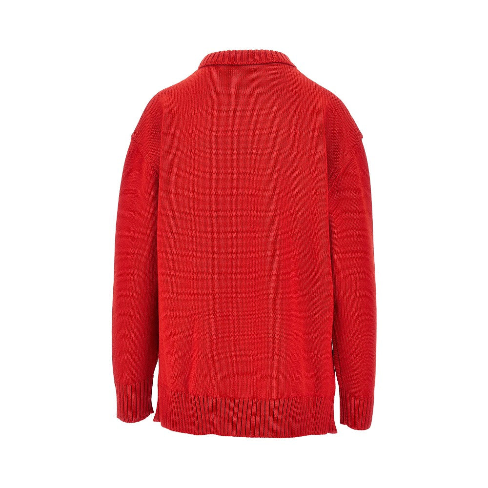 Oversized wool sweater with bow