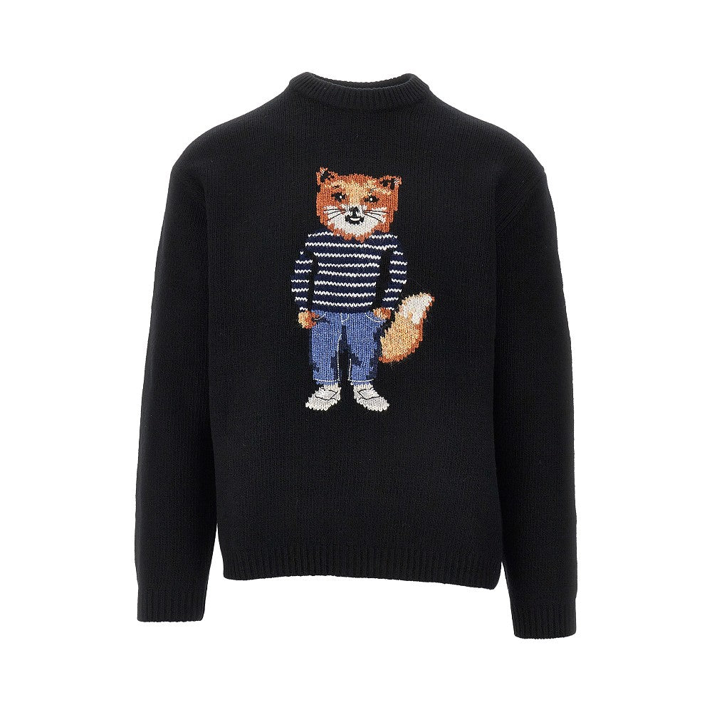 Pullover girocollo con intarsio 'Dressed Fox'