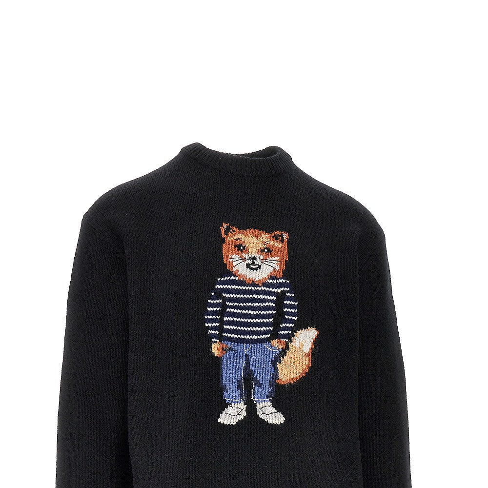 Pullover girocollo con intarsio 'Dressed Fox'