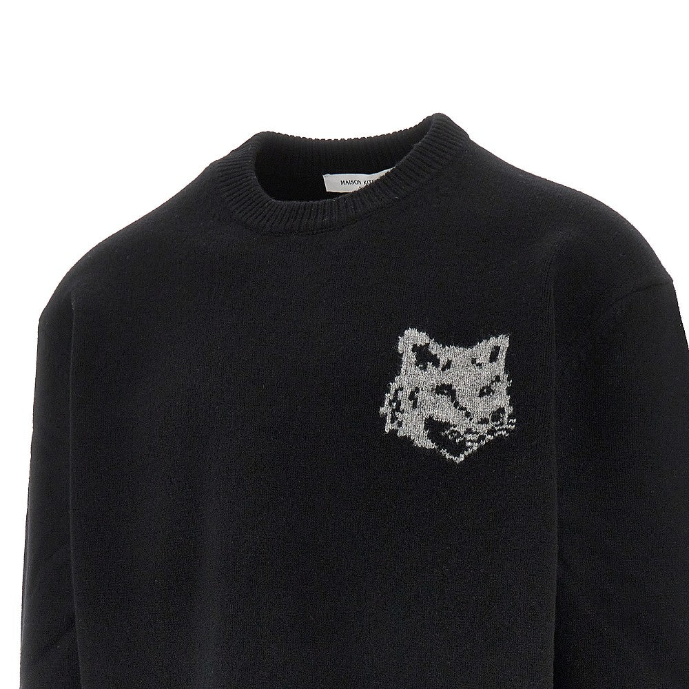'Fox Head' inlay wool sweater