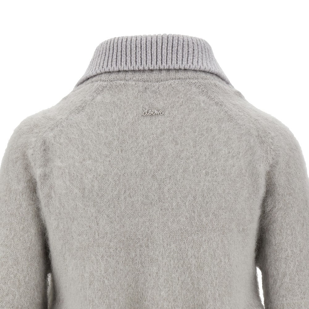 Pullover polo in misto mohair