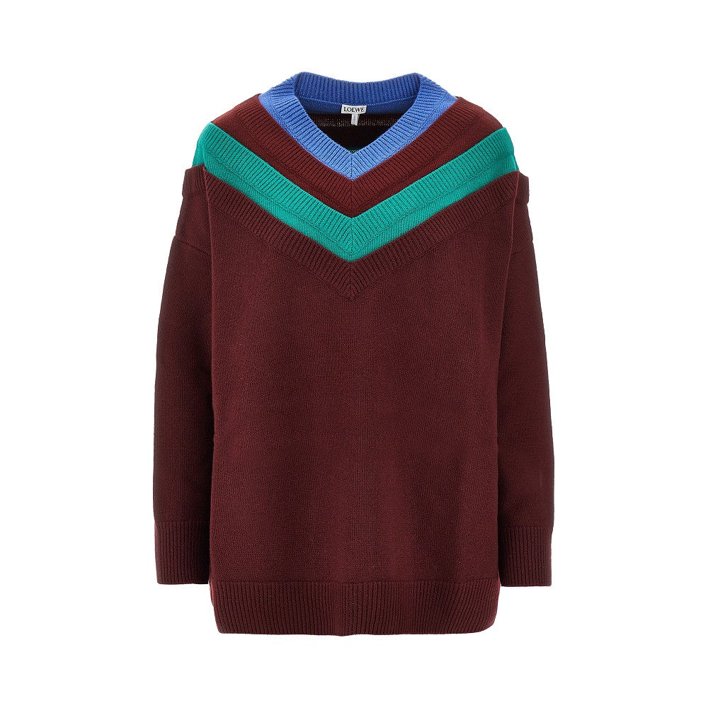 Wool sweater with trompe l'œil design