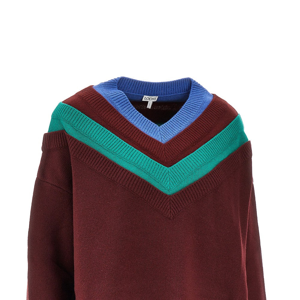Wool sweater with trompe l'œil design