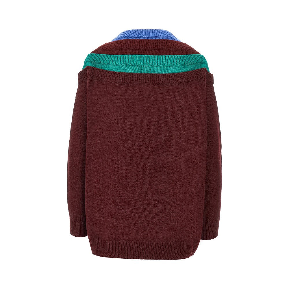 Wool sweater with trompe l'œil design