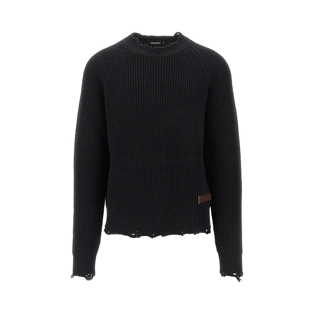 Distressed wool sweater