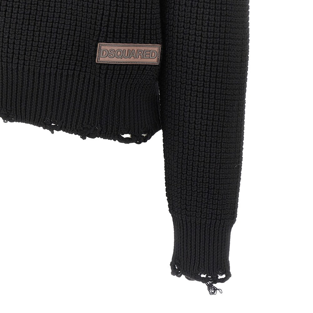 Distressed wool sweater