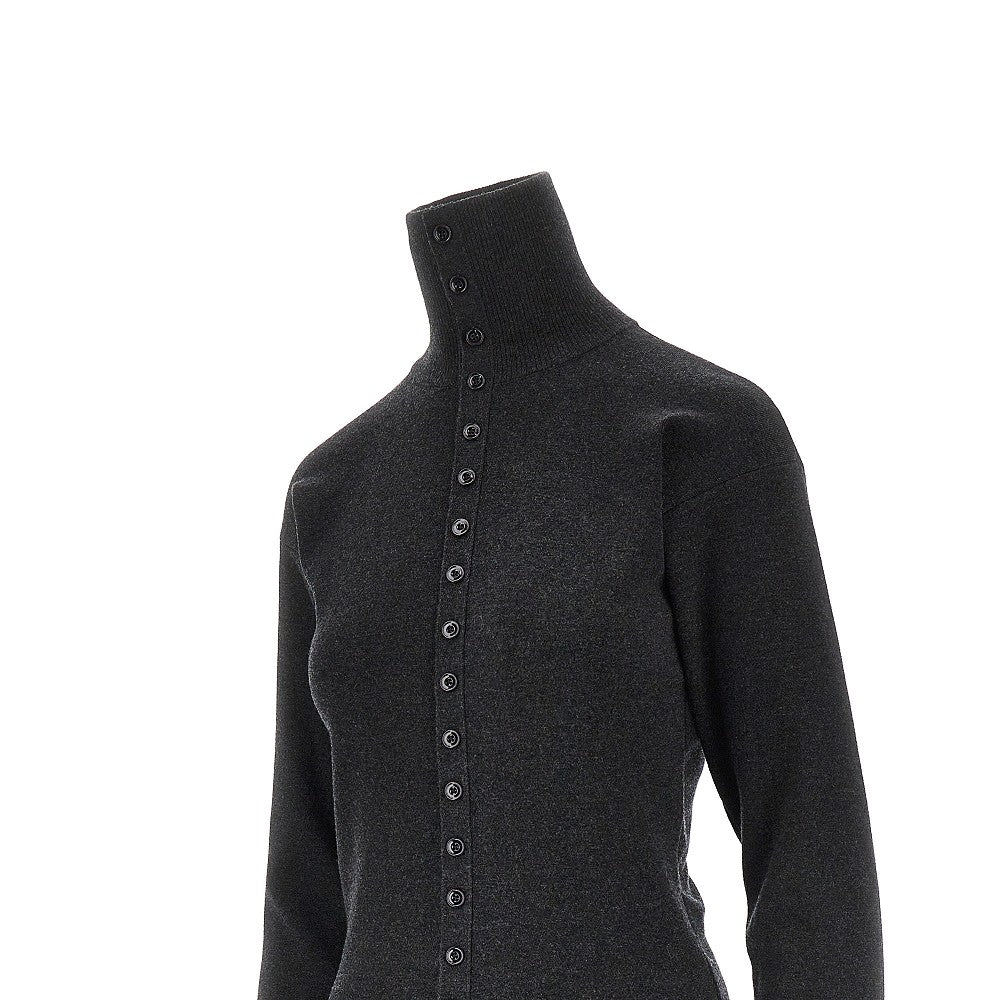 Cardigan a collo alto in lana