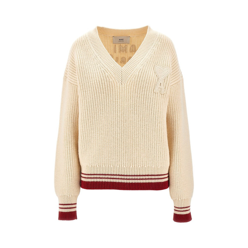 Pullover in lana con patch Ami de Coeur