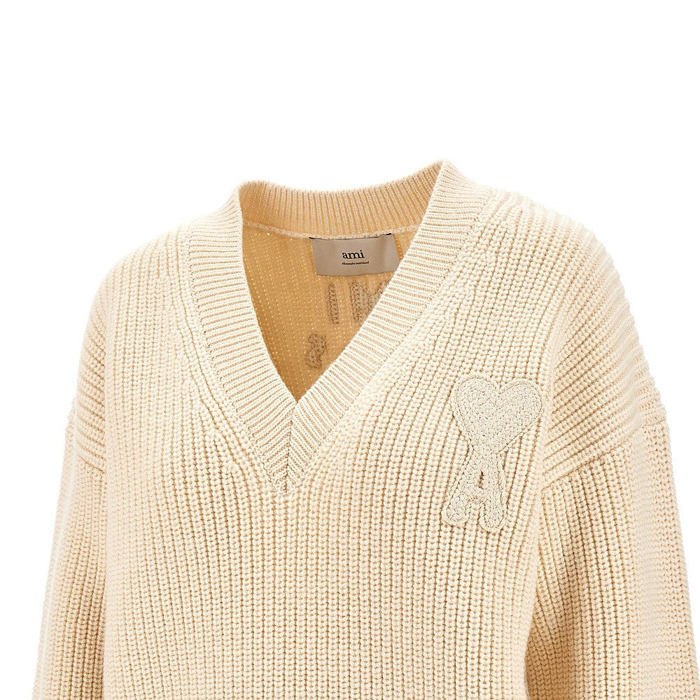 Pullover in lana con patch Ami de Coeur