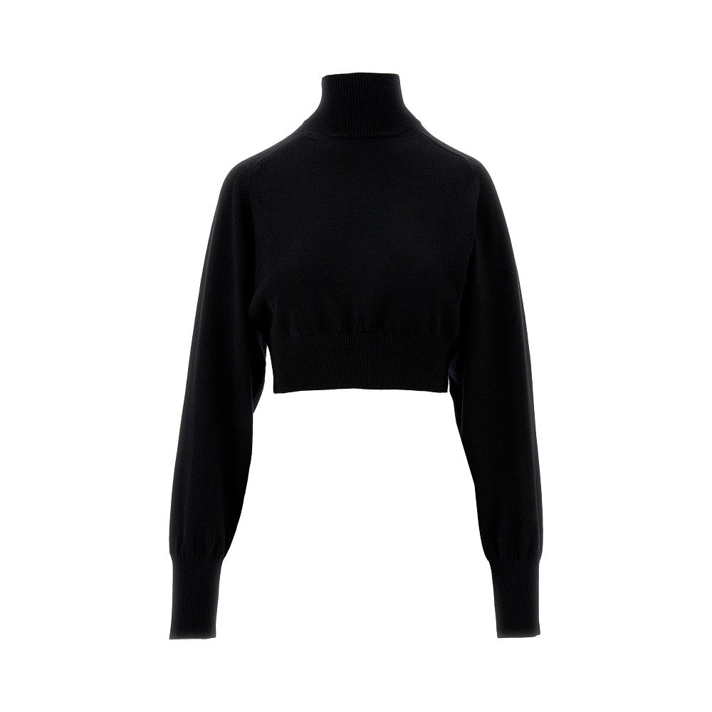 Pullover cropped in lana