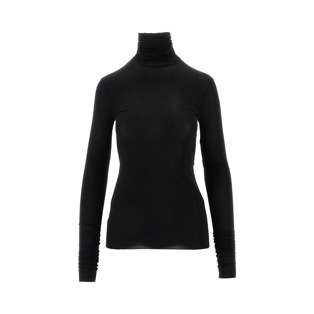 Top a collo alto in jersey stretch