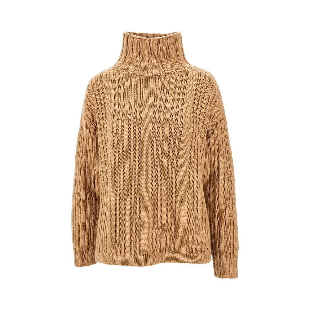 Wool and cachemire sweater with funnel collar